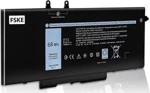 FSKE 4GVMP Battery 68Wh for Dell Latitude 5400 5500 Inspiron 7590/7591/7791 2-in-1 Precision 3540 3550 Laptop 1V1XF R8D7N 9JRYT RF7WM X77XY C5GV2 MCV1G 7.6V 8500mAh 4-Cell
