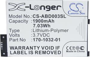 Replacement Battery for AMZ K 3, K III, K 3 Wi-fi, Compatible with K 3G, Graphite, fits Part No 170-1032-00, 170-1032-01, GP-S10-346392-0100, S11GTSF01A, Ebook eReader Battery 3.7V 1900mAh