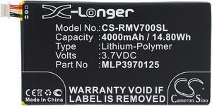 Replacement Battery for Verizon Elipsis QMV7A 7in QMV7B MV7A QMV7A 8GB,fits Part No MLP3970125, 3.7V 4000mAh / 14.80Wh Li-Polymer