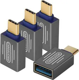 4-Pack USB C to USB Adapter [Gold-Plated] Type-C Male to USB 3.0 Female Adapter Thunderbolt 3/4 to USB OTG Adapter for MacBook Pro 2020 iPad Pro 2020 MacBook Air 2020 and More Type C Devices (Grey)