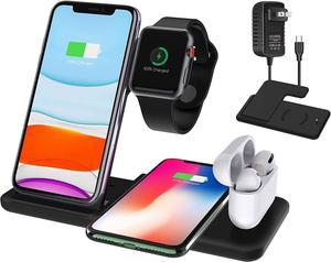 LEXONIX 15W Wireless Charger Station 4 in 1 Fast Wireless Charging Dock Stand for iPhone 1111 Pro11 Pro MaxXs MaxXSXR8 Galaxy Note 10109 S10 S9 S8 Plus Apple Watch AirpodsAirdot Black