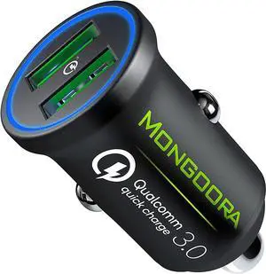 Car Charger Adapter - Metal Portable 3.0 Car Chargers with Dual USB Ports and Fast Charging Technology - Compatible with iPhone iPad  Galaxy - White Elephant Stocking Stuffers