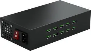 10 Port 200W Charging Station for Multiple Devices, Quick Charge 3.0 Fast USB Charging Station, Multiple USB Charging Station for iPhone, iPad, Samsung, Tablets, and Other Electronics
