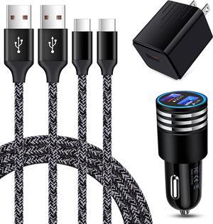 USB Type C Fast Charger for Moto G Power 2024/G Stylus 2023/G Stylus 5G 2022/G Pure/G Play 2023/2021/G8 Power/G7 Play/Z4/Z3/Edge 5G UW/One 5G Ace,Quick Charge 3.0 Car Charger Wall Adapter +3FT Cable