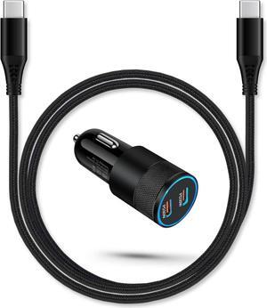 60w Super Fast USB C Car Charger for iPhone 16 15 Pro Max, 2 Car Lighter Adapter Pd C to C Cable Quick Charging Type C Cords Dual Port Usbc Cigarette Cargador Auto for Samsung S24 Ultra S23+ S22 S20