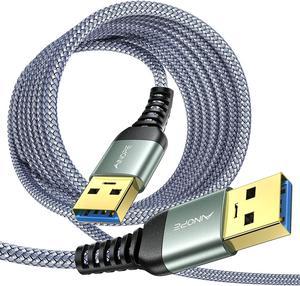 AINOPE 10FT USB 3.0 A to A Male Cable,USB 3.0 to USB 3.0 Cable [Never Rupture] USB Male to Male Cable Double End USB Cord Compatible with Hard Drive Enclosures, DVD Player, Laptop Cool-Grey