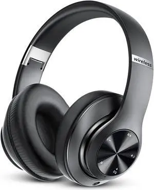 Bluetooth Headphones Over-Ear 60 Hours Playtime Foldable Lightweight Wireless Headphones Hi-Fi Stereo with 6 EQ Modes Bass Adjustable Headset with Built-in HD Mic FM SD/TF for PC/Home
