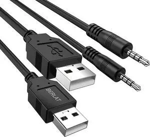 3.5mm Male AUX Audio Jack to USB 2.0 Male Charge Cable Adapter Cord 2pack Audio Car Stereo Jack Cables to USB 2.0 USB Connection Kit for Music Player- 3.3ftSupport Data Transmission