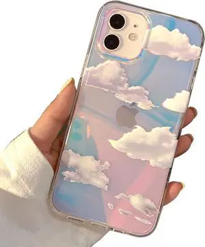 I-MGAE-IN-AR iPhone 11 Case Clear Designs Case,Holographic Aesthetics Cover with Fashionable for Women Girls,Shockproof Bumper Protective Cover for Glitter Cute Slim-fit for Apple Phone 6.1inch