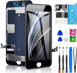 for iPhone 8/ SE 2020 2nd Generation Screen Replacement Black, LCD Touch Screen Digitizer with Repair Tools for A2275, A2298, A2296 with Waterproof Seal+Repair Tools+Screen Protector
