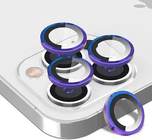[3 + 1 Pack]  Fisheye Camera Lens Protector for iPhone 13 Pro Max 6.7"  iPhone 13 Pro 6.1", 9H Hardness Tempered Glass, Metal Ring Camera Cover, Ultra HD, Anti-Scratch (Colorful)