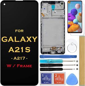 HLTECH Screen Replacement LCD Display Touch Digitizer Assembly with frame for Samsung Galaxy A21S 2020 A217 SM-A217F/DS SM-A217M/DS SM-A217F/DSN 6.5" (Black with Frame)
