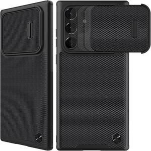 for Samsung Galaxy S22 Ultra Case with Auto-Rebound Camera Cover Protection, Shockproof Bumper, Slim Fit Nylon Fiber Surface and Soft Silicone Edge for Galaxy S22 Ultra 5g 6.8 Black