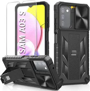 for Samsung Galaxy A03s Protective Case: Military Grade Drop Proof Full Protection Mobile Phone Cover with Kickstand | Rugged Shockproof TPU Matte Textured Tough Bumper Shell
