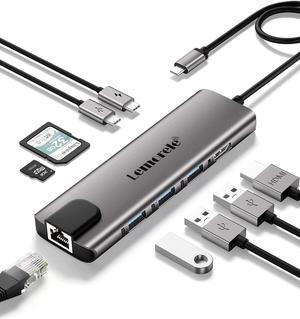 USB C Hub, Lemorele 9 in 1 USB C Hub Multiport Adapter w/Gigabit Ethernet, 100W PD, HDMI 4K, USB 0.0, USB C Data Port, SD/TF Card Reader, Dongle Docking Station for MacBook Pro Steam Deck Laptops