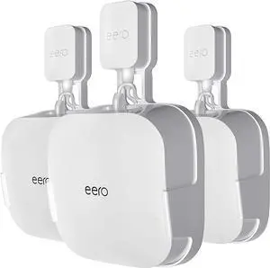 COOLWUFAN Wall Mount Holder for eero Pro 6 or eero Pro 6E Home WiFi System-Simple and Sturdy Stand Bracket for eero Pro 6E & Pro 6 tri-Band mesh Wi-Fi 6 System (White(3 Pack))