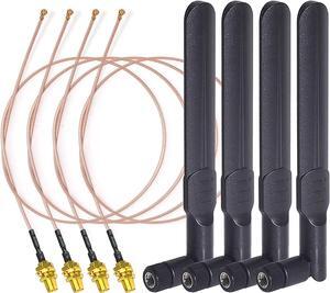 Bingfu Dual Band WiFi 2.4GHz 5GHz 5.8GHz 8dBi RP-SMA Male Antenna 20cm 8 inch RG178 U.FL IPX IPEX to RP-SMA Female Cable 4-Pack for WiFi Router Wireless Mini PCI Express PCIE Network Card Adapter