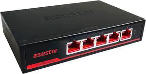 Asustor ASW205T 5 Port 2.5G Unmanaged Ethernet Network Switch, Plug and Play, Wall-Mount