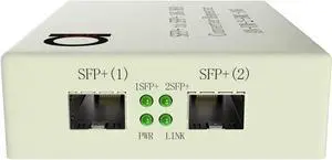 10G SFP+ to SFP+ Fiber to Fiber Media Converter - 10G OEO 3R Transparent Repeater - 2 x Standard Open SFP+ Slots - Universal - Supports 10GB SFP+ Fiber and Copper Modules - Without Transceivers