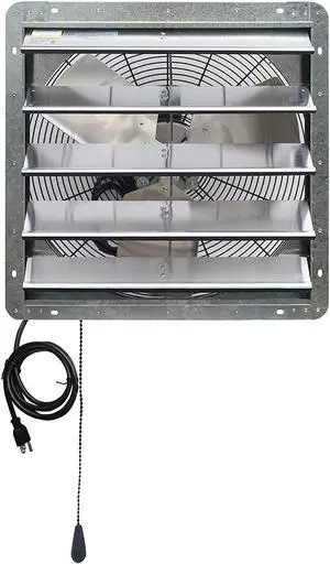 iLiving ILG8SF20V-T 20 inch Shutter Exhaust Attic Garage Grow, Ventilation Fan with 3 Speed Thermostat 6 Foot Long 3 Plugs Cord, 20" - Variable, 3368 CFM, 5000 SQF Coverage Area, Silver