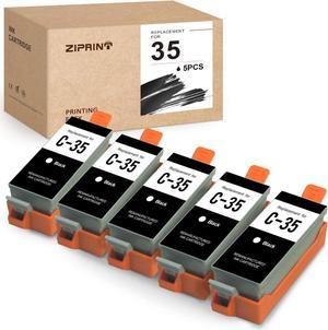 ZIPRINT Compatible Ink Cartridge Replacement for Canon 35 PGI-35 PGI35 use for Canon Pixma iP110 iP100 Printer (Black,5-Pack)