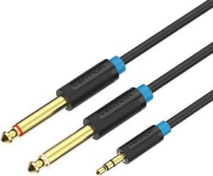 Double 6.35mm Mono Cable, Vention Aux Cable 3.5mm to Dual 6.35mm Audio Splitter Cable Digital Interface Cable Instrument Cable for Recorder Electric Guitar Amplifier