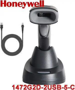 Honeywell Barcode Scanner Voyager 1472G2D-2USB-5-C 2D Bluetooth Imaging Handheld Code Reader with USB Cable and Base