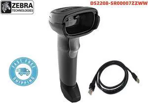 DS2208-SR00007ZZWW Barcode Scanner 1D 2D QR Code Reader with USB Cable Kit