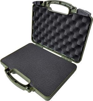 Olive Drab Green - Cedar Mill Firearms Pick & Pluck Foam Hard Lockable Pistol Gun Case for Carrying 9mm Guns OD Handguns & Revolvers Airline TSA Approved Flight Travel Safe non Waterproof box +Storage