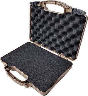Desert TAN - Cedar Mill Firearms Pick and Pluck Foam Hard Lockable Pistol Gun Case for Carrying 9mm Guns FDE Handguns & Revolvers - Airline TSA Approved Flight Travel Safe Non Waterproof Box +Storage