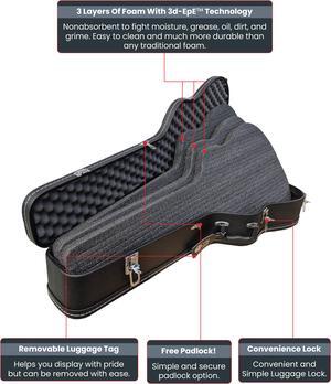 Cedar Mill Fine Firearms - Locking Discreet Concealment Guitar Rifle Case & Diversion Safe | Double Pick Pluck Foam Guitar Gun case safes for Guns Shotguns PDW Accessories & Magazines with Lock