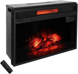 Electric Home Embedded 26" Fireplace Insert Heater Emulon Flame Remote Black