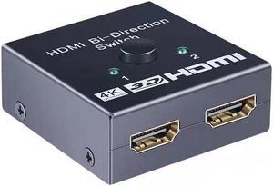 HDMI switch 1 in 2 out/2 in 1 out, supporting 4K60HZ splitter, 4K high-definition cable, 2 in 1 out display