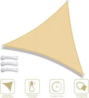 Yescom 7 Ft 97% UV Block Triangle Sun Shade Sail Canopy Outdoor Patio Pool Lawn Deck