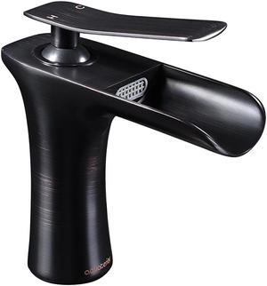 Aquaterior Single Handle Bathroom Faucet Waterfall Spout Mixer Tap Basin Lavatory Faucet Oil Rubbed Bronze (CUPC NSF)