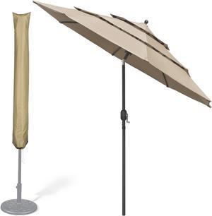 Yescom 9 Ft 3 Tier Patio Umbrella with Protective Cover Crank Push to Tilt Outdoor