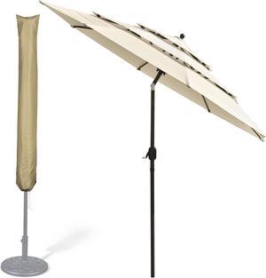 Yescom 9 Ft 3 Tier Patio Umbrella with Protective Cover Crank Push to Tilt Aluminum