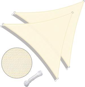 Yescom 2 Pack 7 Ft 97% UV Block Triangle Sun Shade Sail Heavy Duty Canopy Outdoor Yard