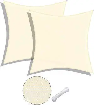 Yescom 2 Pack 18x18 Ft 97% UV Block Square Sun Shade Sail HDPE Canopy Patio Pool Yard
