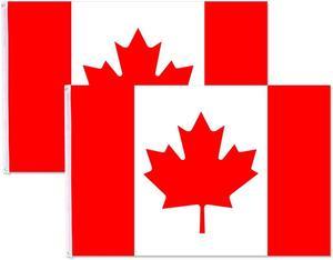 2pcs 3'x5' Ft Canada Flag Canadian Maple Leaf Banner Outdoor Indoor For Flagpole