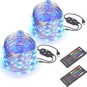 Yescom 2 Packs 33FT LED String Lights 100 Led RGB Lights 20 Colors with Remote & Bluetooth Fairy Light for Party Garden