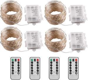 Yescom 4 Packs 66Ft LED Warm White Starry Fair String Lights 8 Modes Remote Christmas for Party Wedding Bedroom