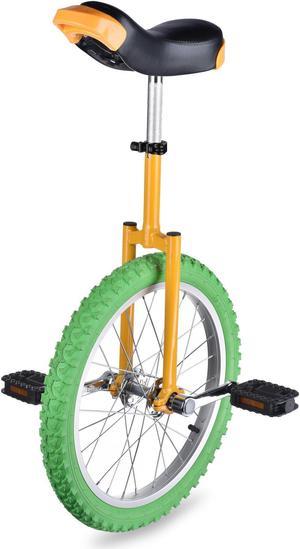 Yescom 18 In Wheel Outdoor Unicycle Skid-proof Tire Fitness Bicycle Balance Training for Adults Teenagers Kids, Yellow & Green