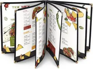 WeChef 20 Pack Restaurant Menu Covers 8.5 x 11 Book Style 7 Pages 14 Views Black