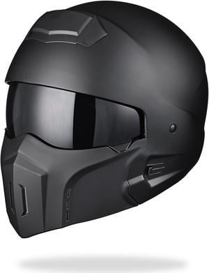 AHR Motorcycle Helmet Open Face w/ Detachable Chin Guard Visor DOT Approved L