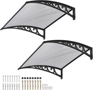 Yescom 2Pcs 40"x40" Door Window Awning Whole One-piece Polycarbonate UV30+ Outdoor Rain Snow Protection White Board