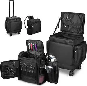 Byootique Soft Rolling Hair Stylist Train Case w/ Hair Tools Travel Bag Backpack