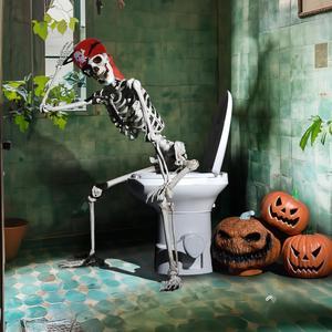 Yescom Pirate Life Size Skeleton Poseable Full Size 5.4 Ft Halloween Party Decorations Haunted House 2024