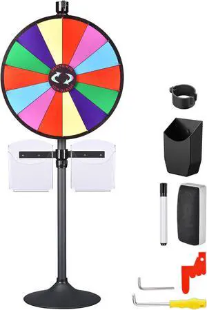 WinSpin 24" Prize Wheel Tabletop Floor Stand Spinning Game Brochure Holder