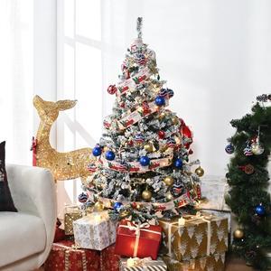 Yescom White Christmas Tree Artificial,5Ft Flocked Xmas Tree,Foldable Hinged,518 Branch Tips